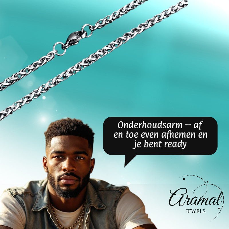 Vossenstaart Halsketting RVS 100 cm – 3 mm - Aramat Jewels - Halskettingen - cadeautip