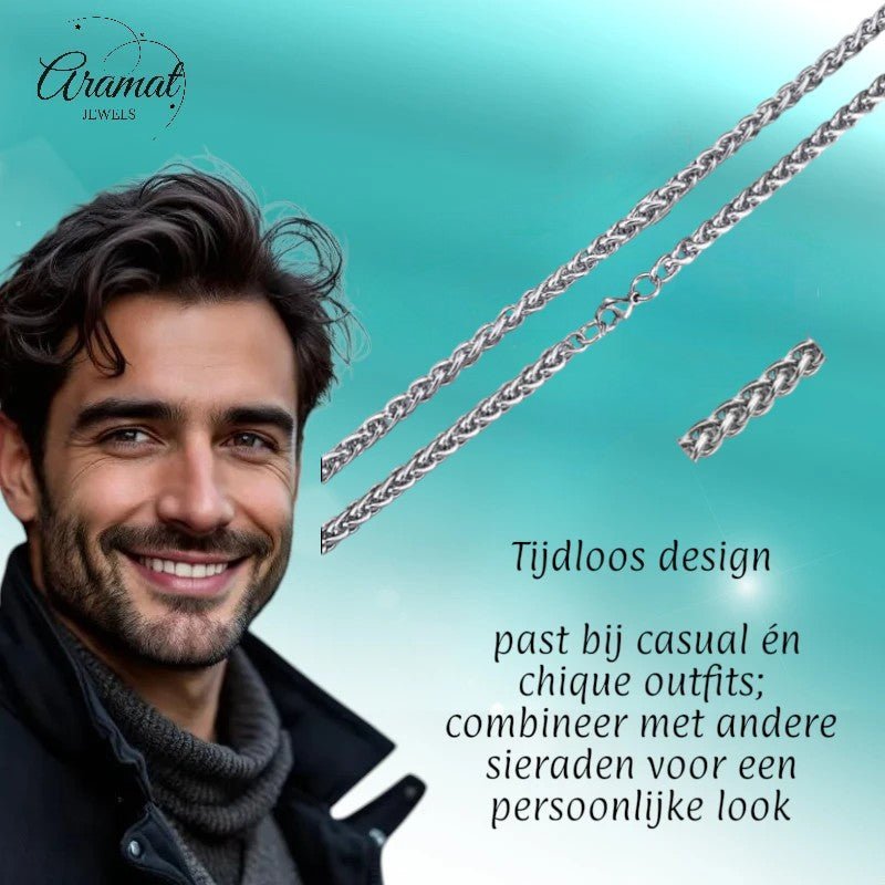 Vossenstaart Halsketting RVS 75 cm – 6 mm - Aramat Jewels - Halskettingen - cadeautip