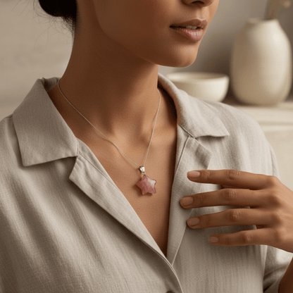 Watermeloen Kwarts Ster Hanger - Natuurstenen Sieraad - Aramat Jewels - Hangers - cadeautip
