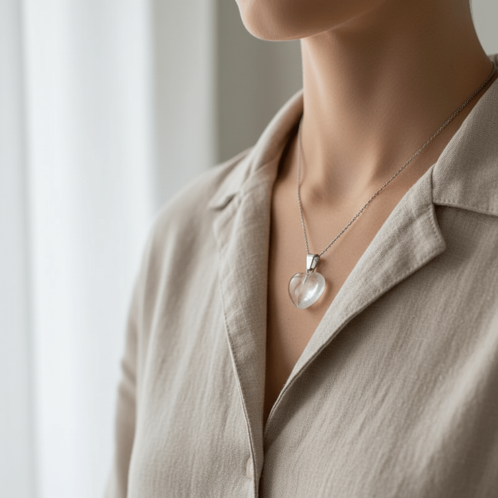 Witte Kwarts Hartjes Hanger natuursteen - Aramat Jewels - Hangers - cadeautip