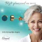 Zeegroene kristallen oorstekers 6 mm – goudkleurig - oor3100 - Oorbellen kopen# - 6mm - alles - Blauwgroen