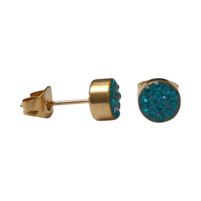 Zeegroene kristallen oorstekers 6 mm – goudkleurig - oor3100 - Oorbellen kopen# - 6mm - alles - Blauwgroen