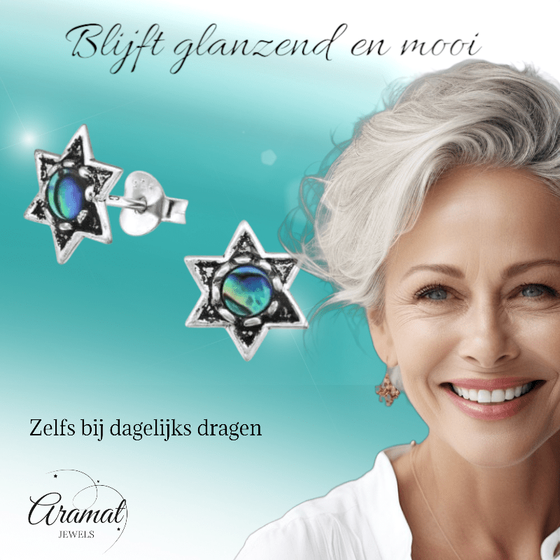 Zilveren Abalone Steroorbellen 10x9 mm - oor981 - 30784 - Oorbellen kopen# - 10mm - 925 Zilver - Abalone