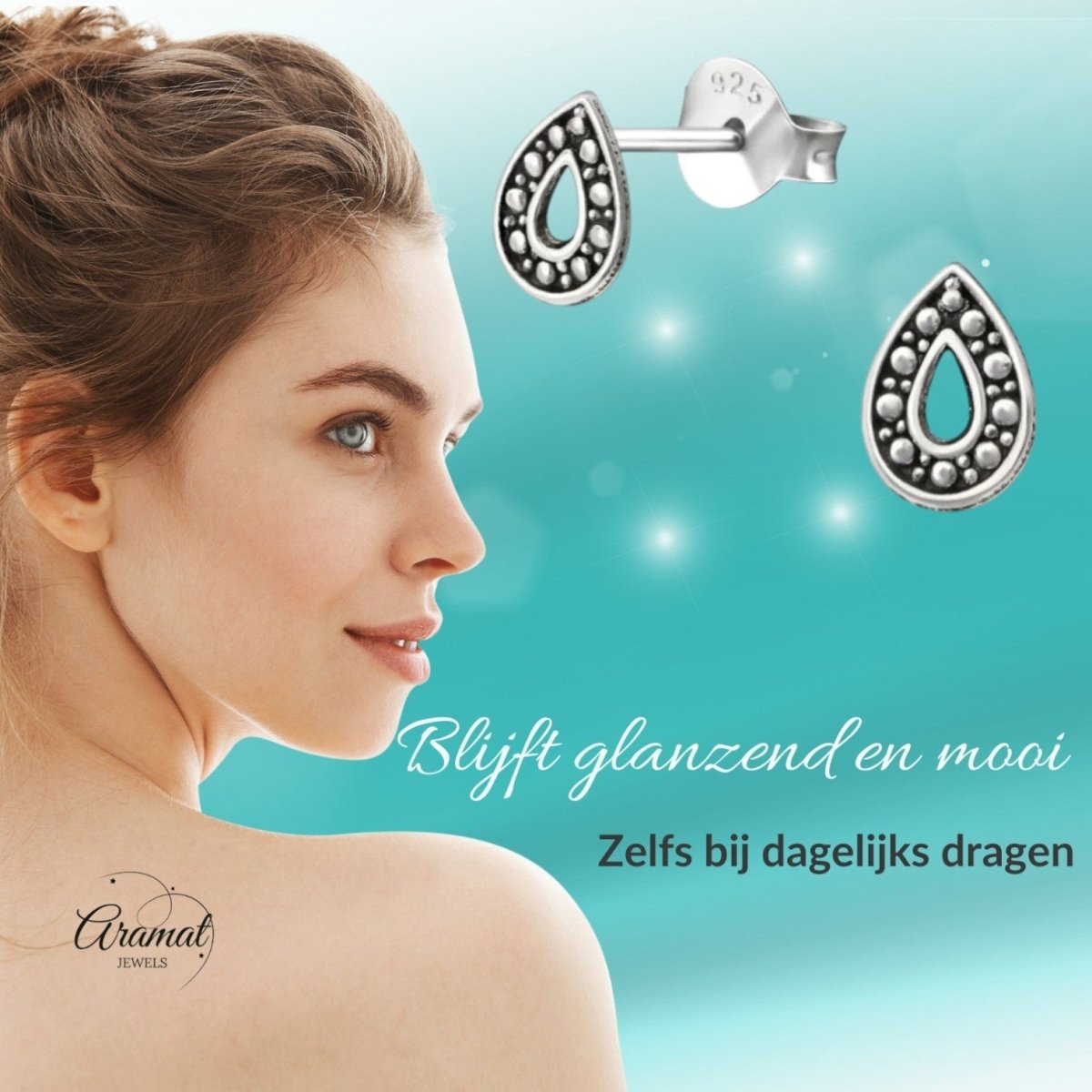 Zilveren Bali Oorbellen - Druppel Geoxideerd - Aramat Jewels - Oorbellen - cadeautip