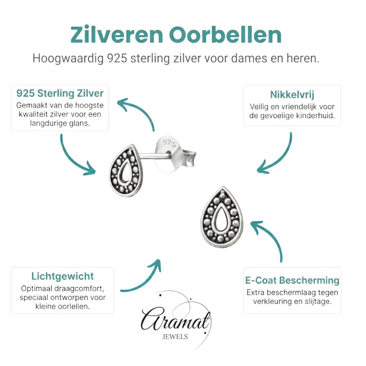 Zilveren Bali Oorbellen - Druppel Geoxideerd - Aramat Jewels - Oorbellen - cadeautip