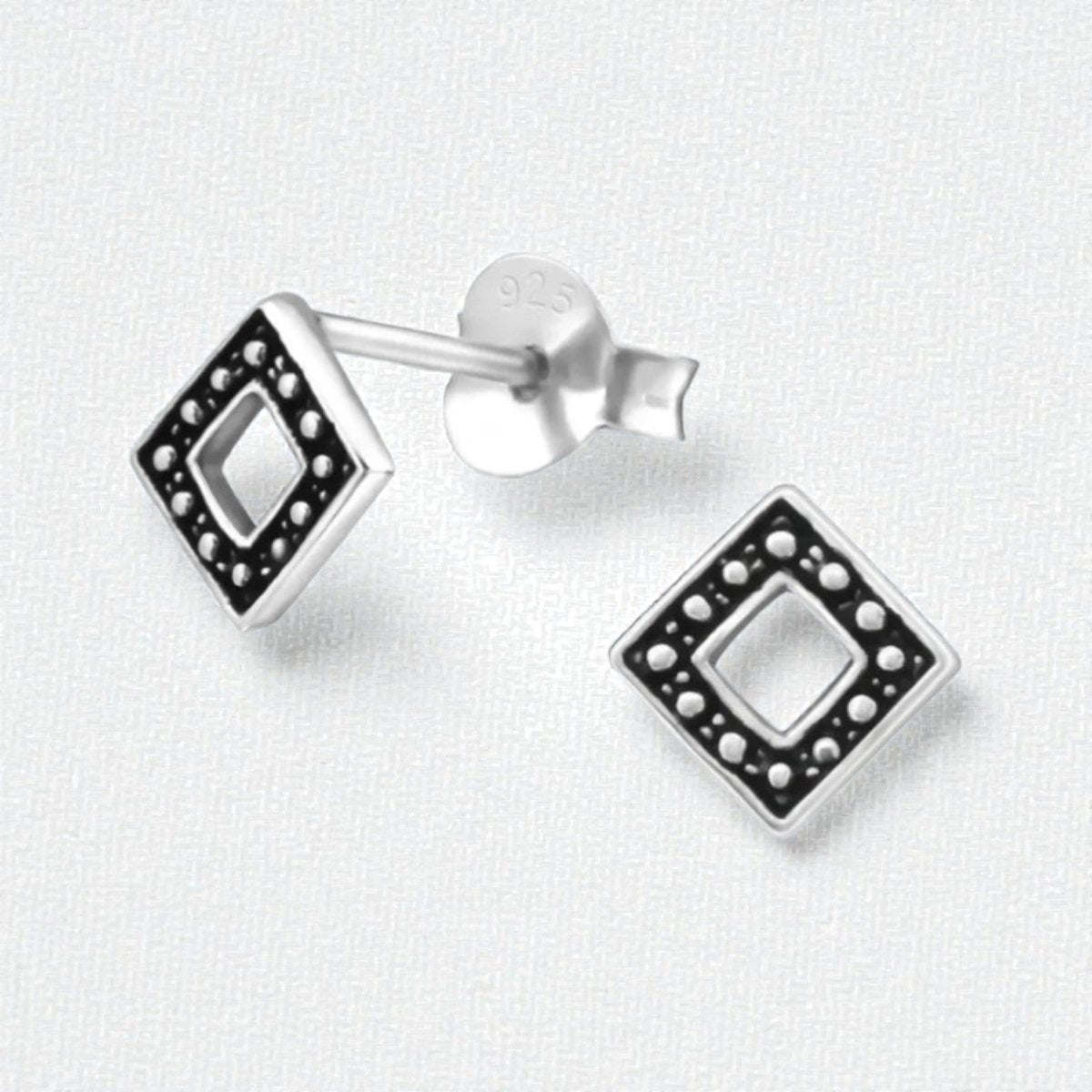 Zilveren Bali Oorbellen - Geoxideerd Ruit 5mm - Aramat Jewels - Oorbellen - cadeautip
