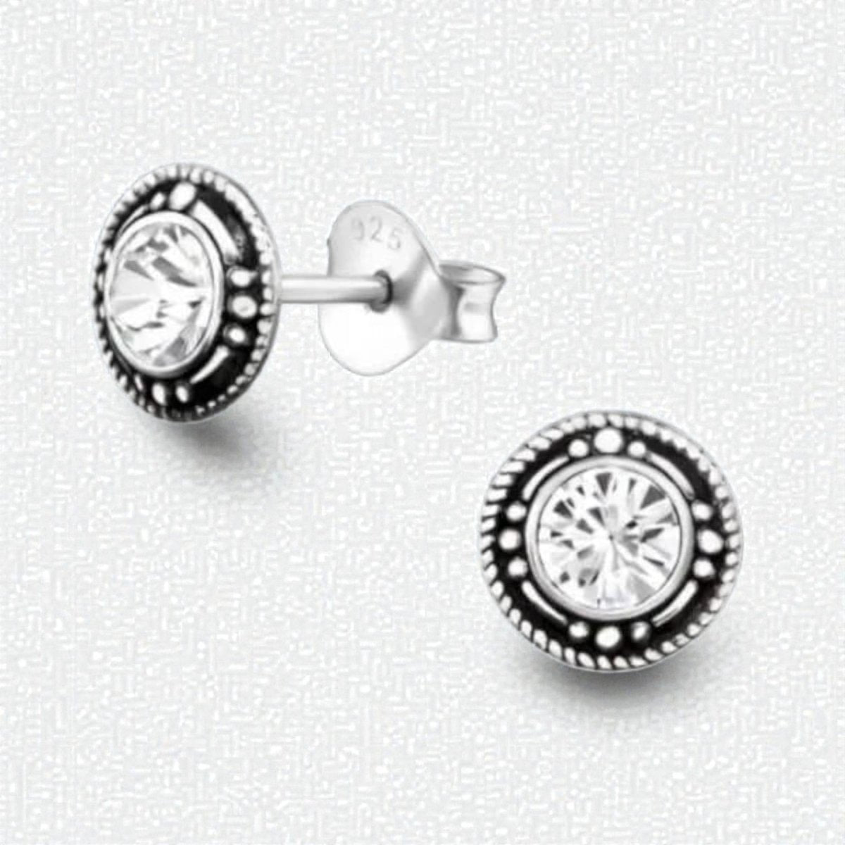 Zilveren Bali Oorbellen - Kristal Oorstekers - Aramat Jewels - Oorbellen - cadeautip
