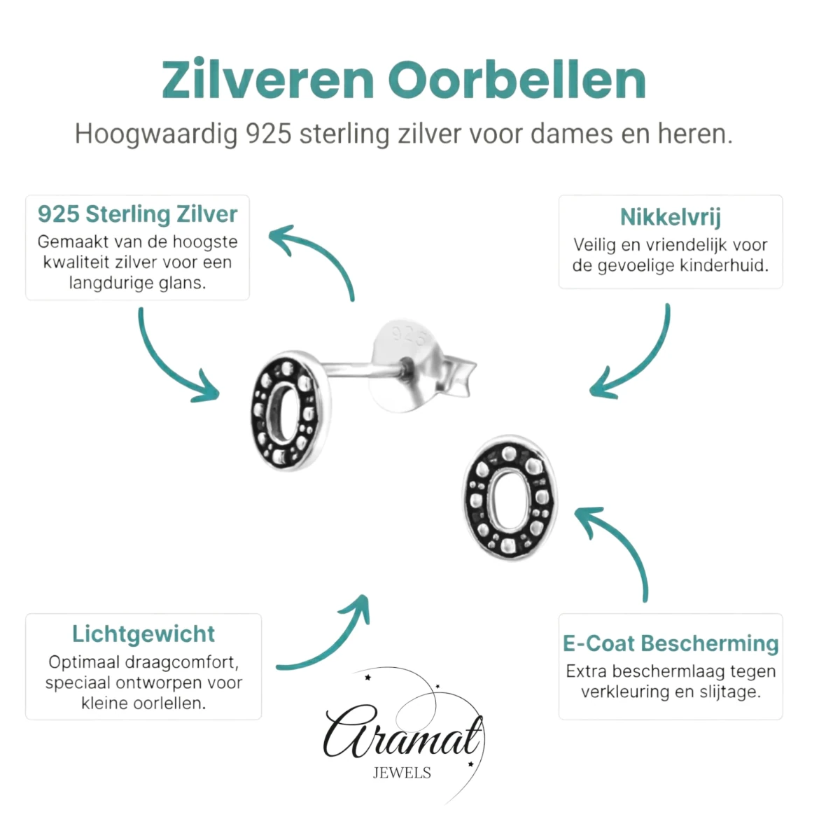 Zilveren Bali Oorbellen Ovaal - Geoxideerd Zilver - Aramat Jewels - Oorbellen - cadeautip