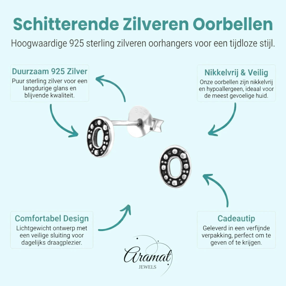 Zilveren Bali Oorbellen Ovaal - Geoxideerd Zilver - Aramat Jewels - Oorbellen - cadeautip