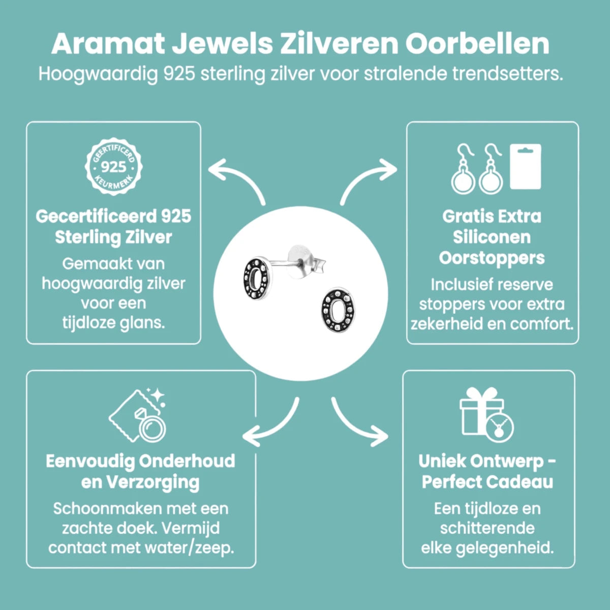 Zilveren Bali Oorbellen Ovaal - Geoxideerd Zilver - Aramat Jewels - Oorbellen - cadeautip