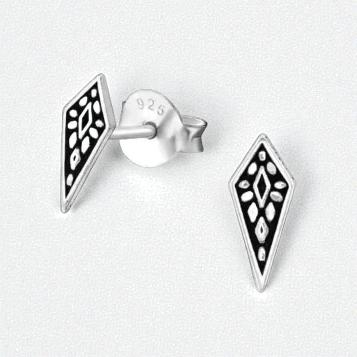 Zilveren Bali Oorbellen - Puntig Geoxideerd - Aramat Jewels - Oorbellen - cadeautip