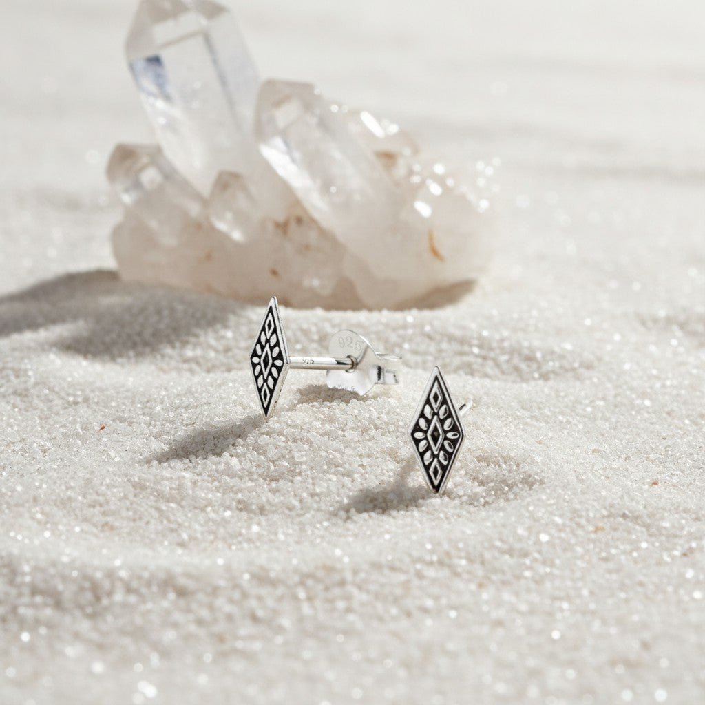Zilveren Bali Oorbellen - Ruit Motief - Aramat Jewels - Oorbellen - cadeautip