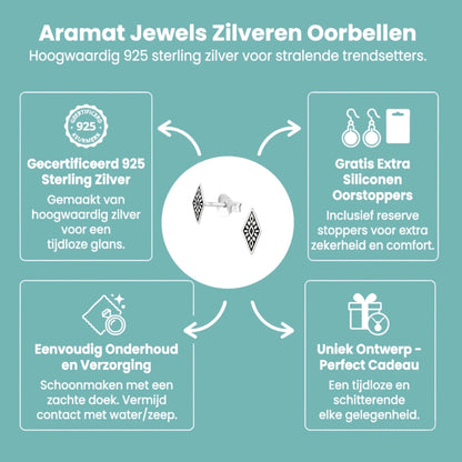 Zilveren Bali Oorbellen - Ruit Motief - Aramat Jewels - Oorbellen - cadeautip