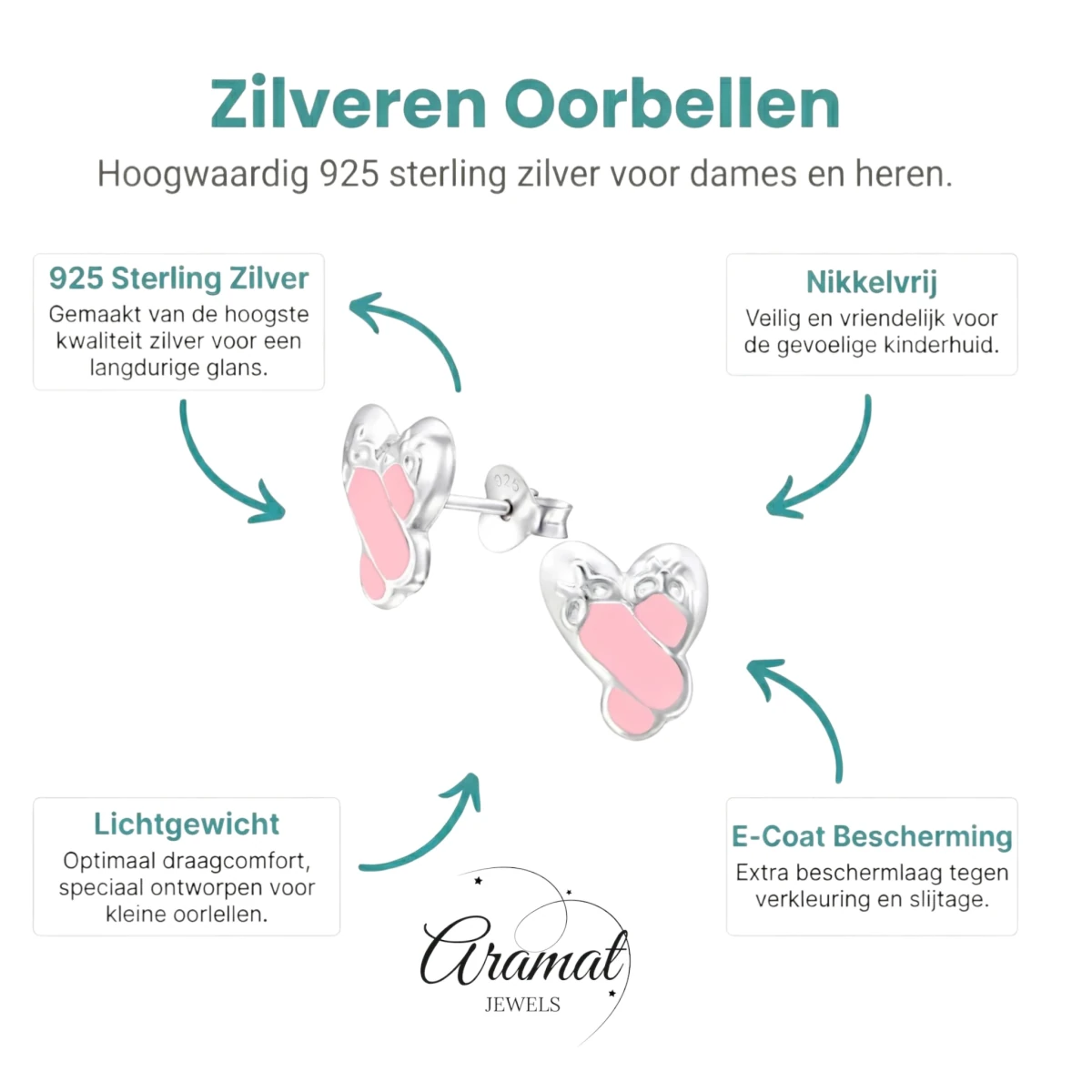 Zilveren Balletschoen Oorbellen – 925 Zilver & Roze Emaille - Aramat Jewels - Oorbellen - cadeautip