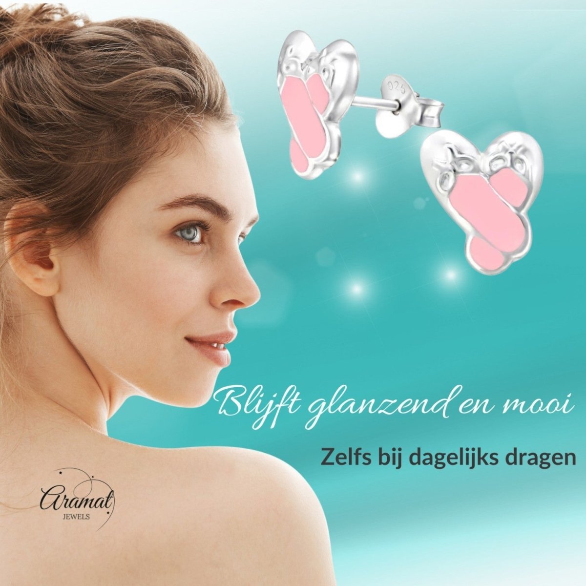 Zilveren Balletschoen Oorbellen – 925 Zilver & Roze Emaille - Aramat Jewels - Oorbellen - cadeautip