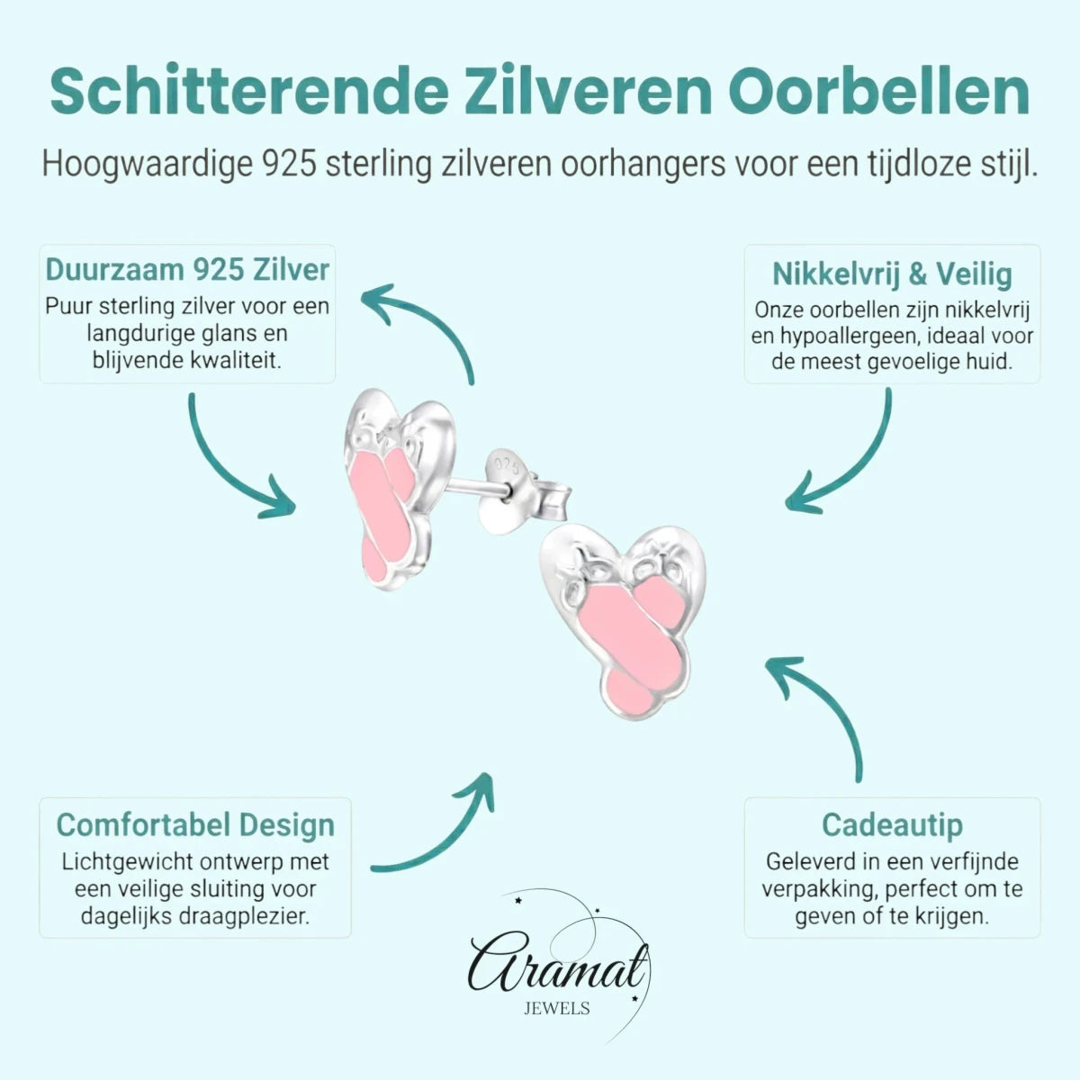 Zilveren Balletschoen Oorbellen – 925 Zilver & Roze Emaille - Aramat Jewels - Oorbellen - cadeautip