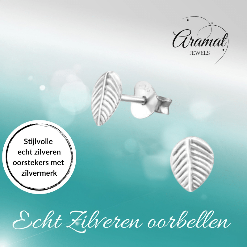 Zilveren Blaadje Oorbellen Antieklook – 7x5mm - Aramat Jewels - Oorbellen - cadeautip