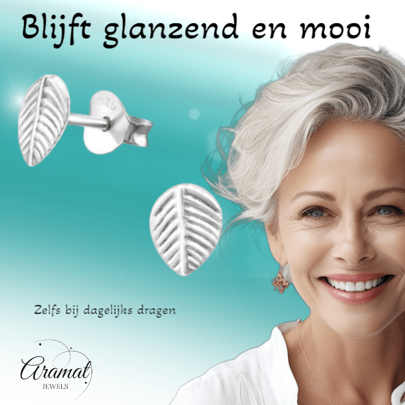 Zilveren Blaadje Oorbellen Antieklook – 7x5mm - Aramat Jewels - Oorbellen - cadeautip
