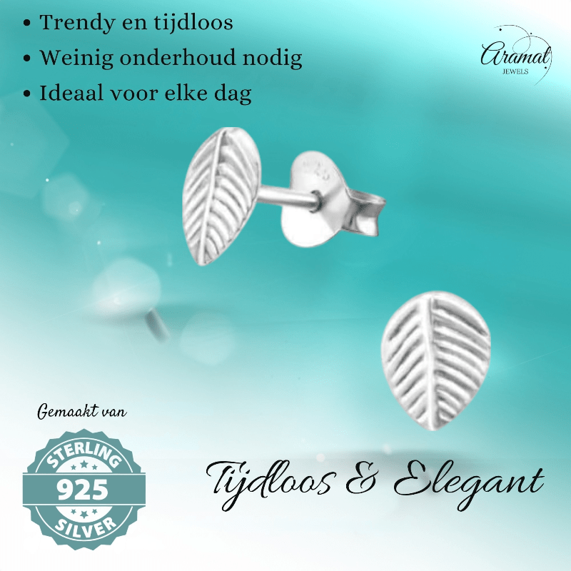 Zilveren Blaadje Oorbellen Antieklook – 7x5mm - Aramat Jewels - Oorbellen - cadeautip