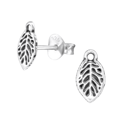 Zilveren Blaadje Oorbellen Antieklook – 9x5mm - Aramat Jewels - Oorbellen - cadeautip