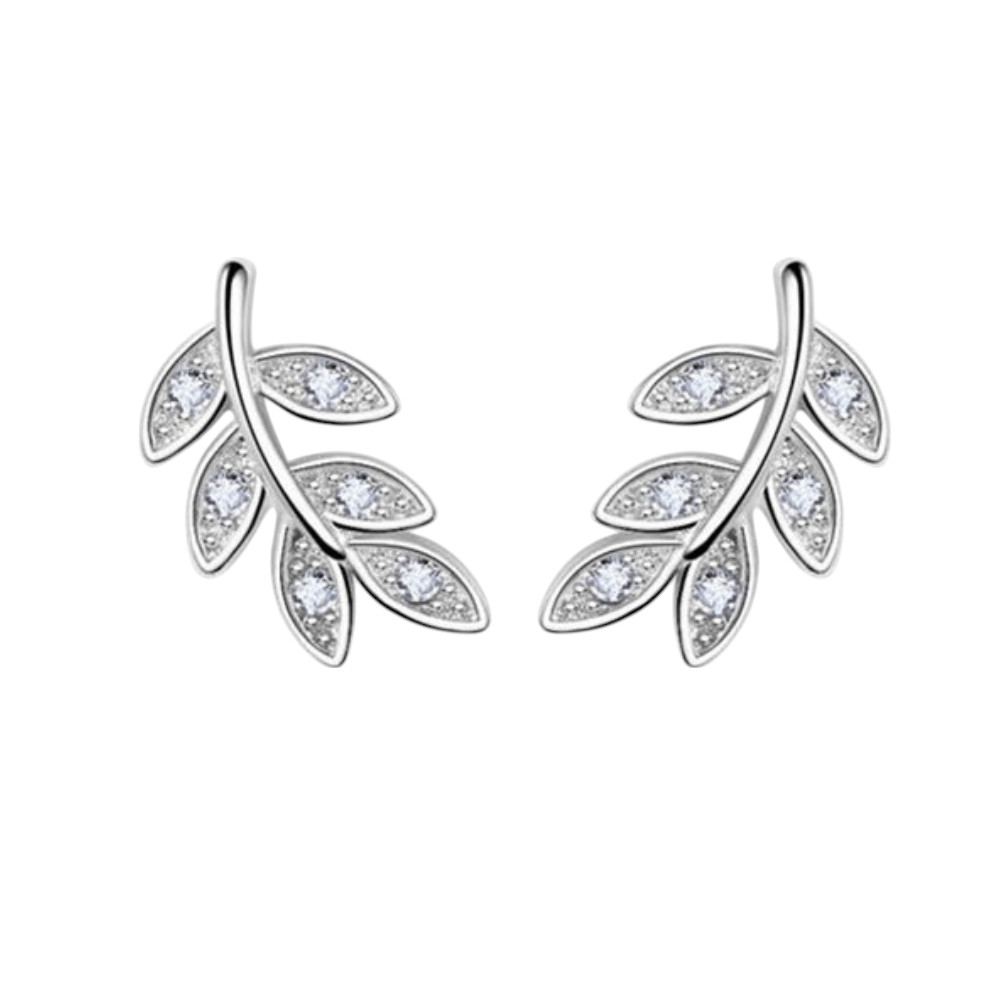 Zilveren Blaadje Oorbellen Zirkonia – 9x6mm - Aramat Jewels - Oorbellen - cadeautip