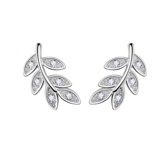 Zilveren Blaadje Oorbellen Zirkonia – 9x6mm - Aramat Jewels - Oorbellen - cadeautip