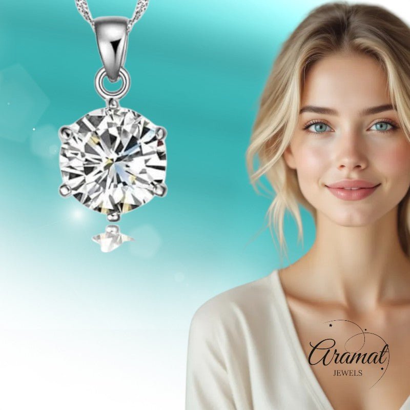 Zilveren Dames Halsketting met Ronde Zirkonia - Aramat Jewels - Halskettingen - cadeautip