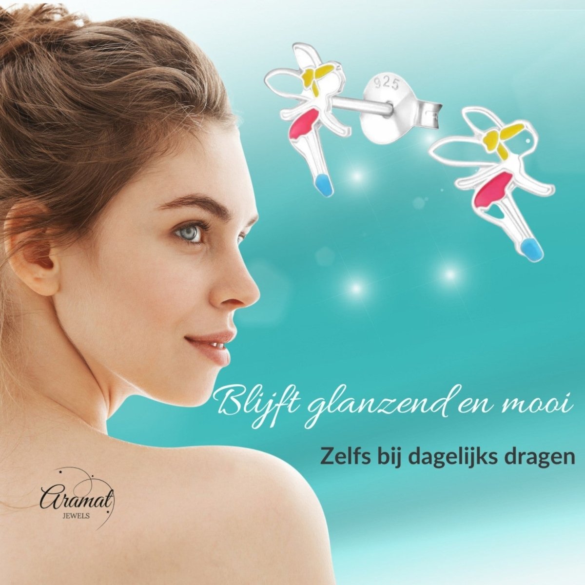 Zilveren Elfjes Oorbellen - Schattige Kinder Oorbellen - Aramat Jewels - Oorbellen - cadeautip