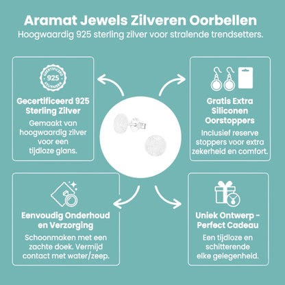 Zilveren Gematteerde Oorbellen - Rond - 6mm - Aramat Jewels - Oorbellen - cadeautip