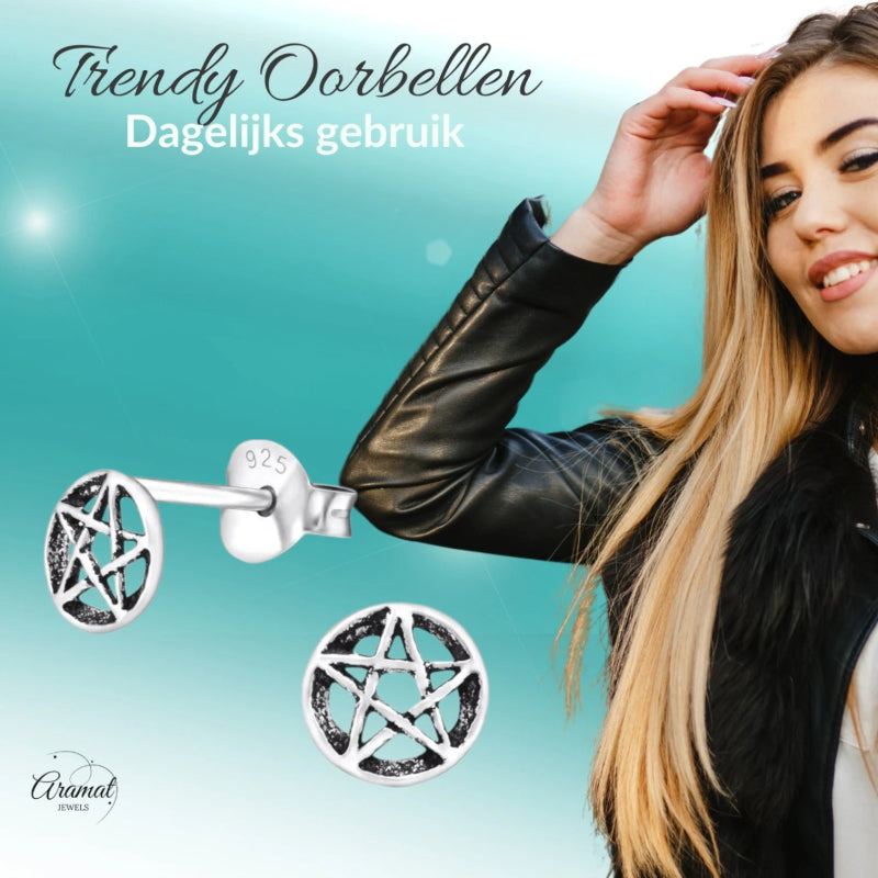 Zilveren gotische ster oorstekers – 6 mm - oor4769 - 30738 - Oorbellen kopen# - 6mm - 925 Zilver - alles