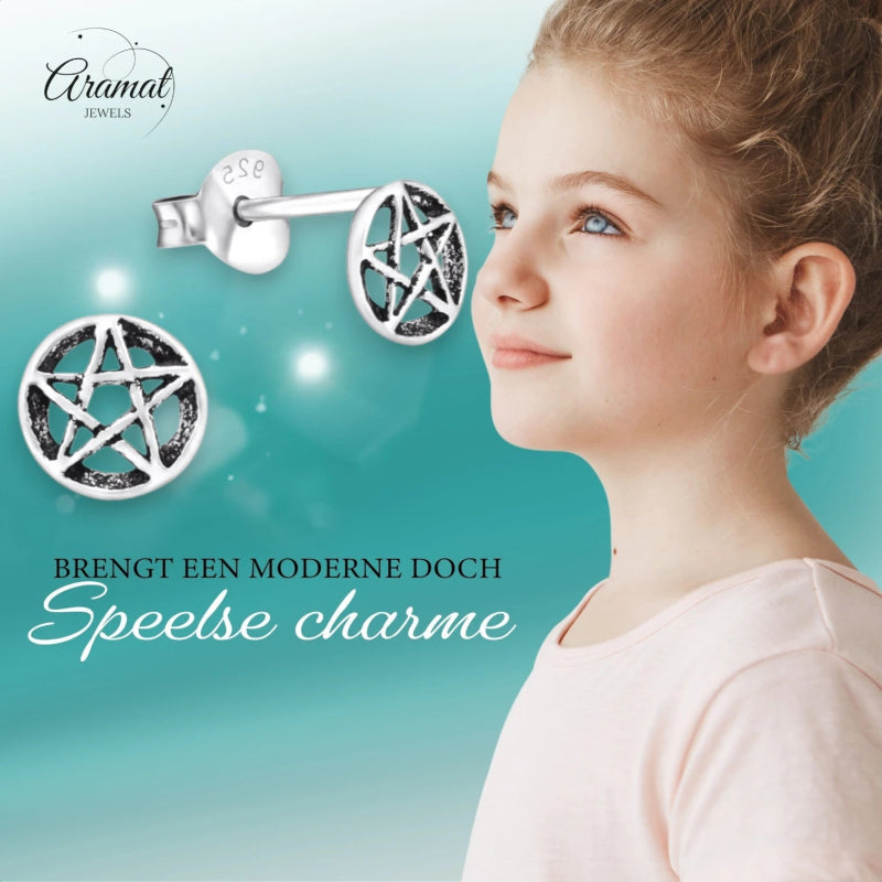 Zilveren gotische ster oorstekers – 6 mm - oor4769 - 30738 - Oorbellen kopen# - 6mm - 925 Zilver - alles