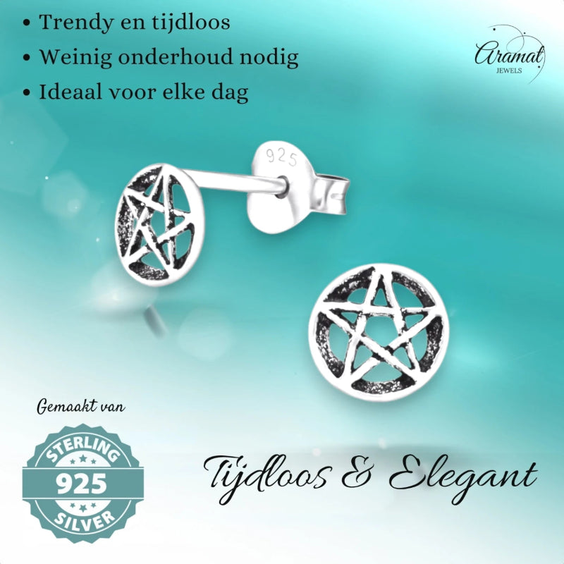 Zilveren gotische ster oorstekers – 6 mm - oor4769 - 30738 - Oorbellen kopen# - 6mm - 925 Zilver - alles