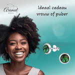 Zilveren Groen Abalone Oorbellen 8 mm - oor4761 - 30896 - Oorbellen kopen# - 8mm - 925 Zilver - Abalone