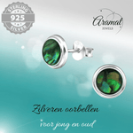 Zilveren Groen Abalone Oorbellen 8 mm - oor4761 - 30896 - Oorbellen kopen# - 8mm - 925 Zilver - Abalone