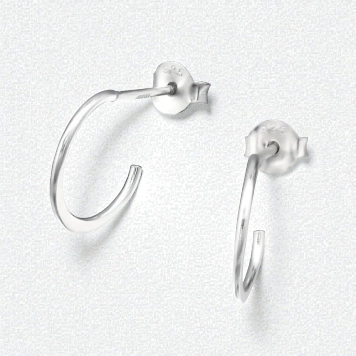 Zilveren Halve Hoepel Oorbellen 12x2mm - Aramat Jewels - Oorbellen - cadeautip