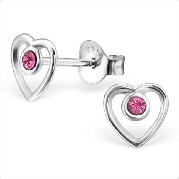 Sterling hart oorbellen met roze cubic