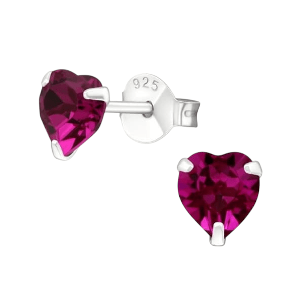 Zilveren Hartjes Oorstekers Fuchsia 5 mm - oor4966 - 24394 - Oorbellen kopen# - 5mm - 925 Zilver - alles