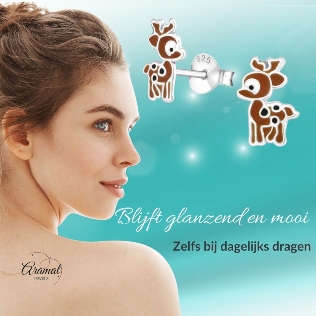 Zilveren Hertje Oorbellen - Dierenontwerp - Aramat Jewels - Oorbellen - cadeautip