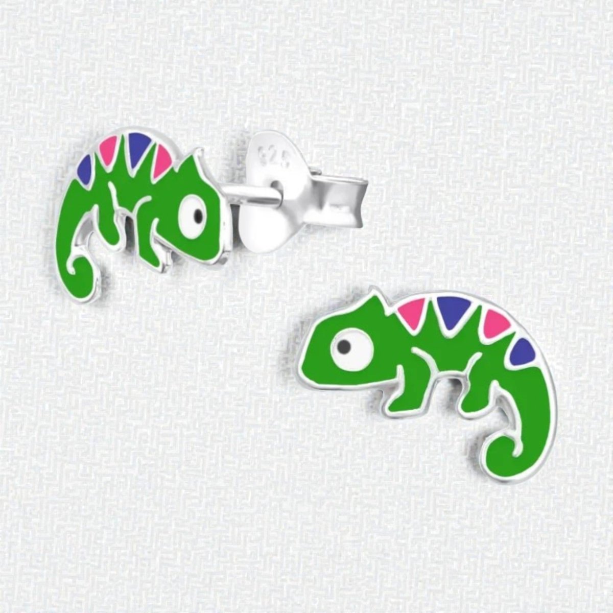 Zilveren Kameleon Oorbellen - Groene Emaille - Aramat Jewels - Oorbellen - cadeautip