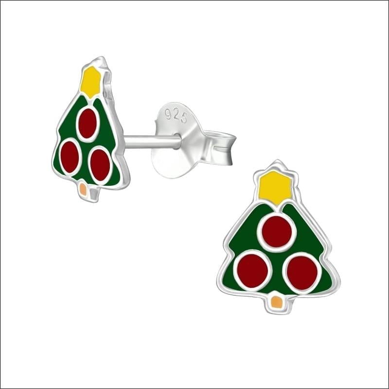 Zilveren Kerstboom Oorbellen - Schitterende Kerstboom Emaille Earrings 10x8mm