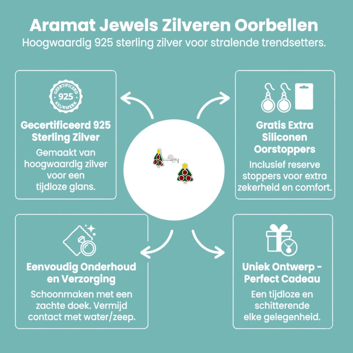 Zilveren Kerstboom Oorbellen van Aramat Jewels® - Aramat Jewels - Oorbellen - cadeautip