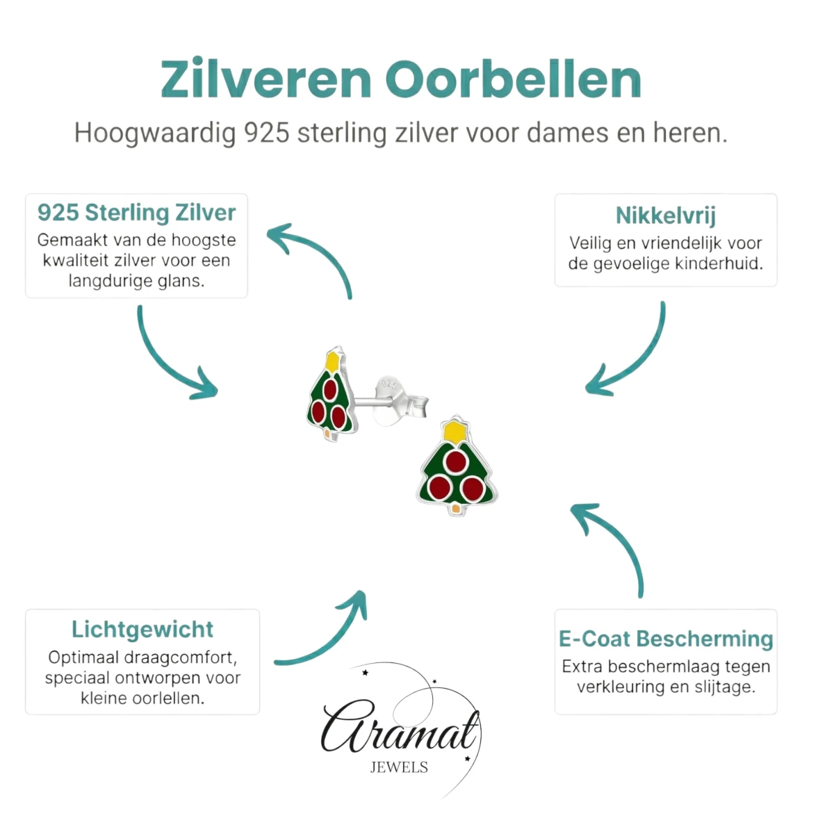 Zilveren Kerstboom Oorbellen van Aramat Jewels® - Aramat Jewels - Oorbellen - cadeautip