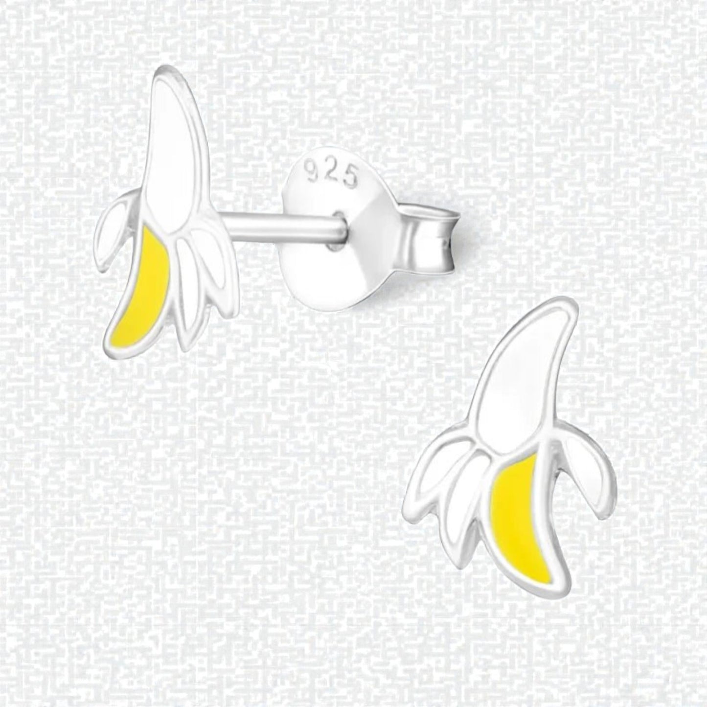 Silver children's earrings with banana