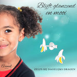 Zilveren kinder oorbellen met banaan - oor4903 - 21954 - Oorbellen kopen# - 8mm - 925 Zilver - alles