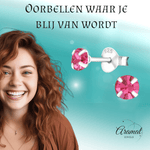 Zilveren Kinder Oorbellen - Roze Kristal 4mm - oor765 - 1024 - Oorbellen kopen