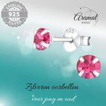 Zilveren Kinder Oorbellen - Roze Kristal 4mm - oor765 - 1024 - Oorbellen kopen