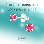 Zilveren Kinder Oorbellen - Roze Kristal 4mm - oor765 - 1024 - Oorbellen kopen