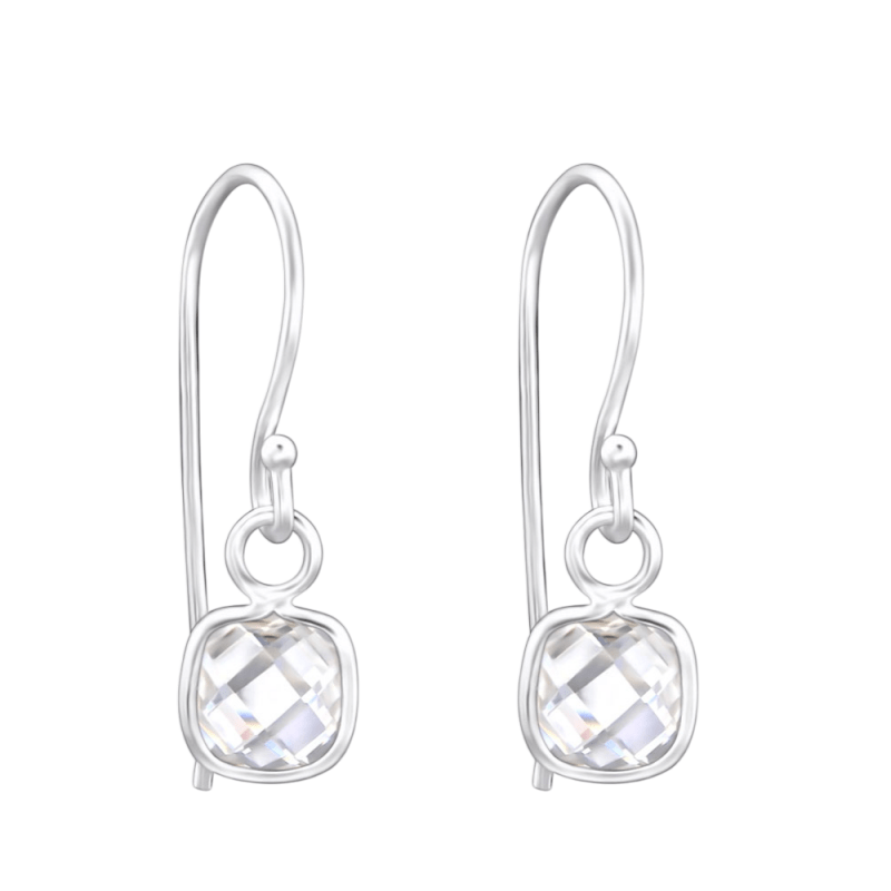 Zilveren Kinder Oorhangers - Vierkante Zirkonia - oor1181 - 27910 - Oorhangers kopen# - 15mm - 925 Zilver - alles