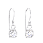 Zilveren Kinder Oorhangers - Vierkante Zirkonia - oor1181 - 27910 - Oorhangers kopen# - 15mm - 925 Zilver - alles