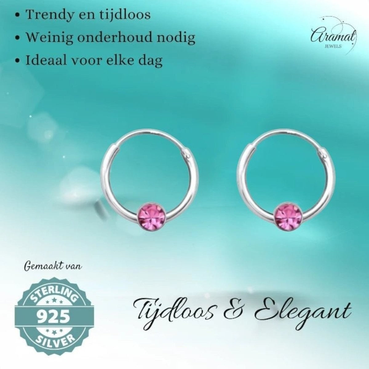 Zilveren Kinder Oorringen - Kristal - 10mm - oor461 - 825 - Oorringen kopen# - Transparant - 10mm - alles